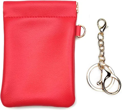Vista 8 de VOFOON Monedero de cuero con llavero pequeño titular de cambio delgado para mujeres y hombres, Negro -, Bolsa delgada