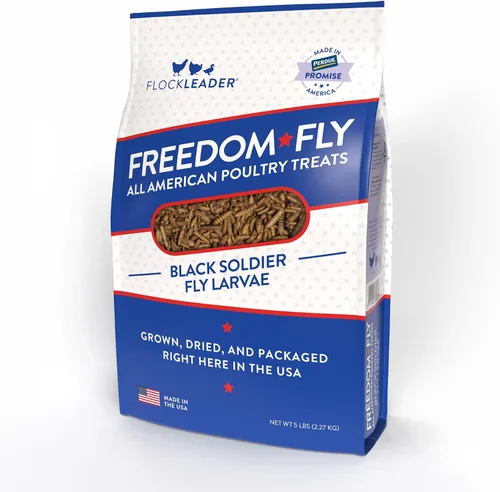 Vista 9 de FLOCKLEADER Freedom Fly, All American Dry Black Soldier Fly - Golosinas de aves de corral, 1 libra