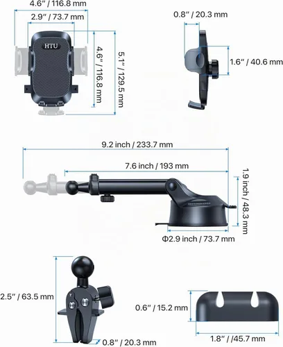 Vista 9 de HTU 2026 Mejorado [Verdadero Grado Militar] Soporte de Teléfono para Coche【Certificados de Seguridad y Sin Olor】Soporte de Teléfono Celular
