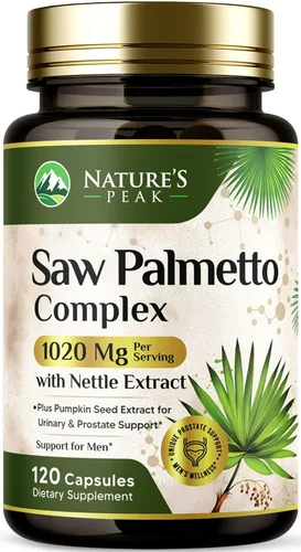 Vista 10 de Saw Palmetto - Suplementos de salud para próstata para hombres, 1000 mg, 3 veces más fuerza con semillas de calabaza, bloqueador de DHT, salud