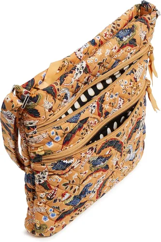 Vista 4 de Bolso cruzado hipster de algodón con triple cremallera para mujer