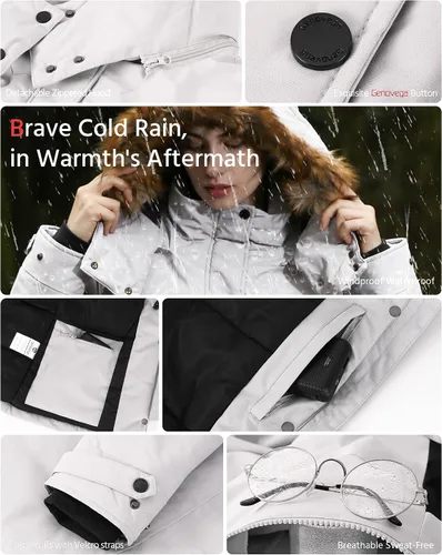 Vista 5 de Chaqueta térmica de grafeno para mujer con batería 16000mAh 7.4V impermeable y resistente al viento