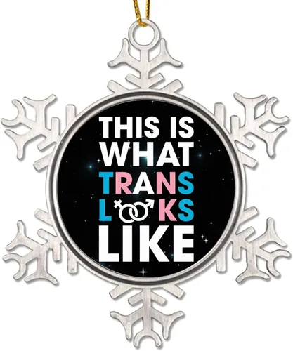 Vista 15 de We Rise Together LGBTQ - Adorno colgante para árbol de Navidad, Pansexual, transgénero, LGBTQ, arco iris gay, decoración de árbol de Navidad