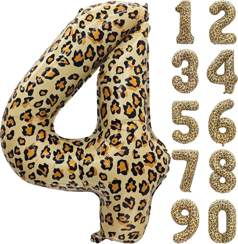 Vista 9 de Decoraciones de globos de letras de feliz cumpleaños con estampado de Estampado de leopardo