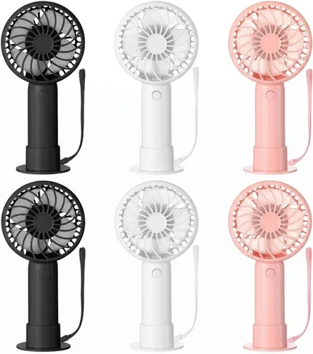 Vista 41 de Tujoe Mini ventilador de mano potente de 3 velocidades, ventilador personal pequeño portátil recargable con base USB para mujeres, maquillaje
