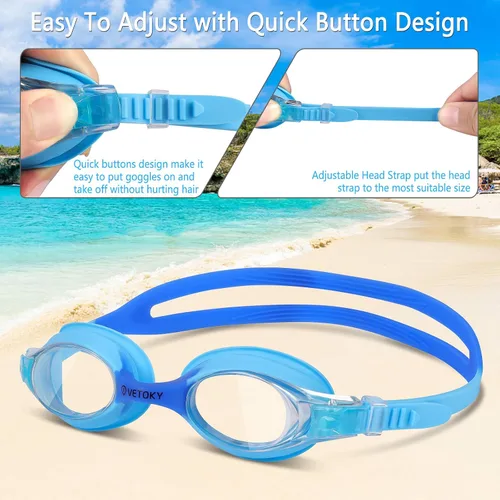 Vista 3 de Gafas de natación para niños, paquete de 2 gafas de natación antivaho con protección UV, transparentes, sin fugas, para niños y jóvenes de 3 a 12
