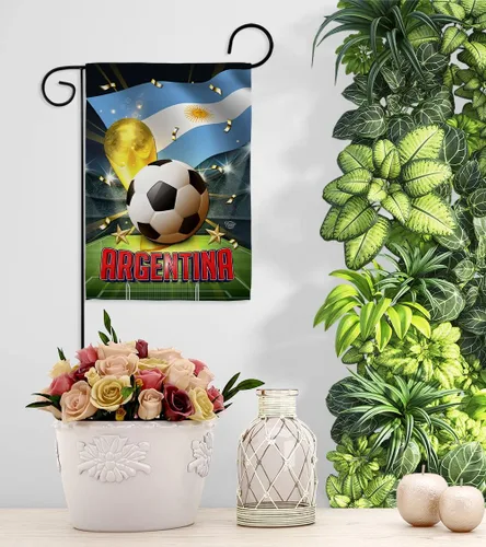 Vista 9 de Bandera del equipo de la Copa Mundial de la FIFA 2022 con bandera de Argentina para decoración del hogar al aire libre, arte de pared