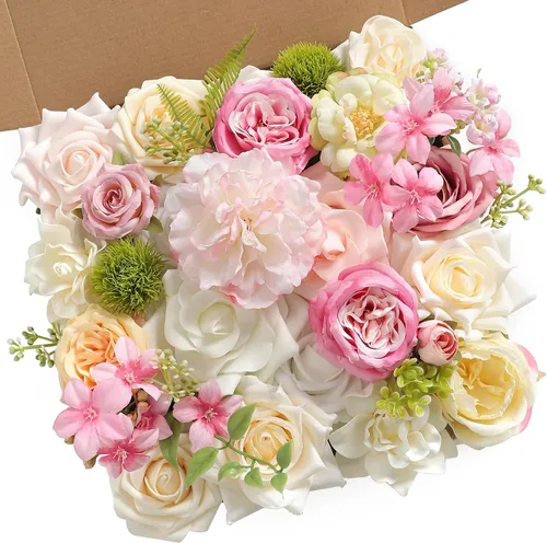 Vista 6 de Serra Flora Caja Combo de Flores Artificiales para Ramos de Boda DIY, Centros de Mesa, Arreglos, Despedida de Soltera, Fiesta, Decoraciones