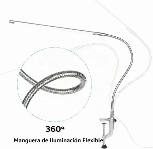 Vista 3 de Lámpara de escritorio con abrazadera, 3 modos, 10 brillo, rotación de 360°, luz de lectura para cuidado de los ojos, cuello de cisne flexible de 8 W