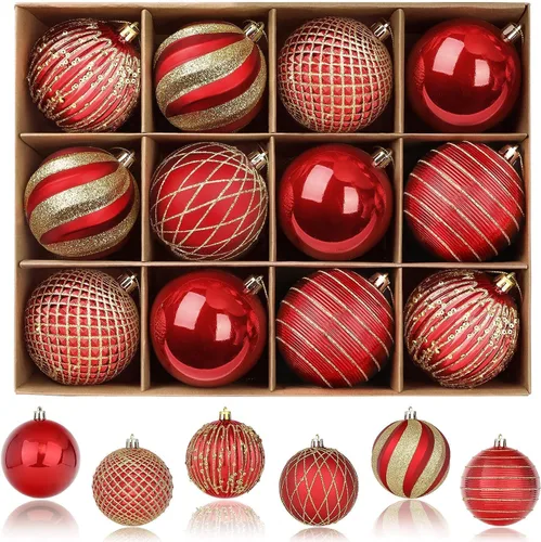 Vista 3 de SHareconn 30 bolas de árbol de Navidad de 2.36 pulgadas, adornos en blanco Blanco y negro