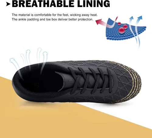Vista 3 de brooman Zapatos de fútbol para niños y niñas, zapatos de fútbol al aire libre (bebéniño pequeñoniño grande)