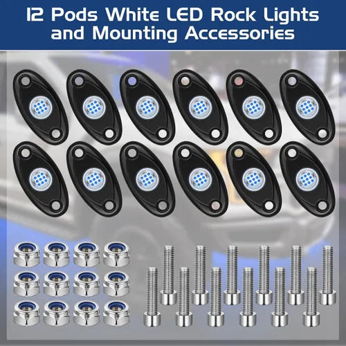 Vista 2 de 12 Cápsulas Luces LED Rock para Automóvil SUV Luces Underglow Impermeables Neón Trail Rig Lámpara Iluminación para Camión Motocicleta Barco ATV UTV