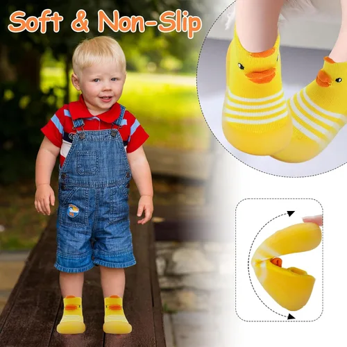 Vista 3 de Dexspoeny 1 Pair Baby First Walking Shoes, Baby Socks Shoes BoysGirls Walkers Shoes Non-Skid Slipper Shoes with Soft Rubber Sole Toddle Sneaker