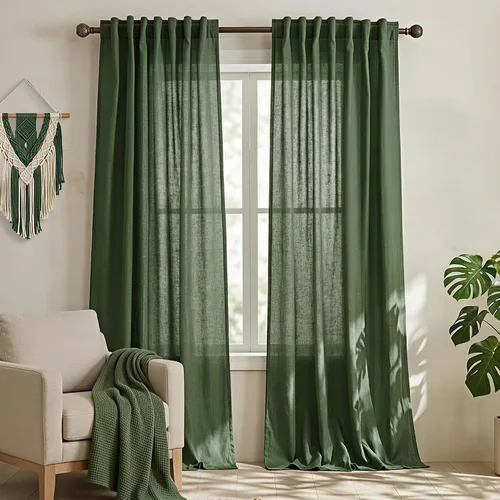 Vista 79 de Mrs.Naturall Cortinas negras de 45 pulgadas de largo, cortinas cortas de lino transparente para privacidad para cocina, dormitorio, ventanas