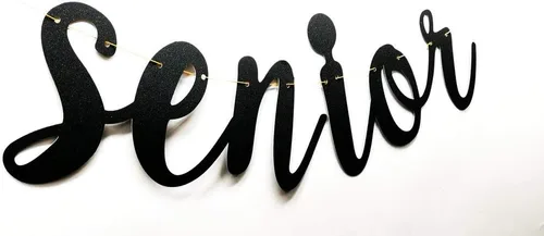 Vista 2 de Paity Banderín negro para personas mayores con purpurina para fiesta de graduación