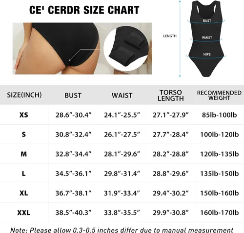 Vista 6 de CE' CERDR Paquete de 5 trajes de cuerpo para mujer, de canalé, cuello redondo, sin mangas, espalda cruzada