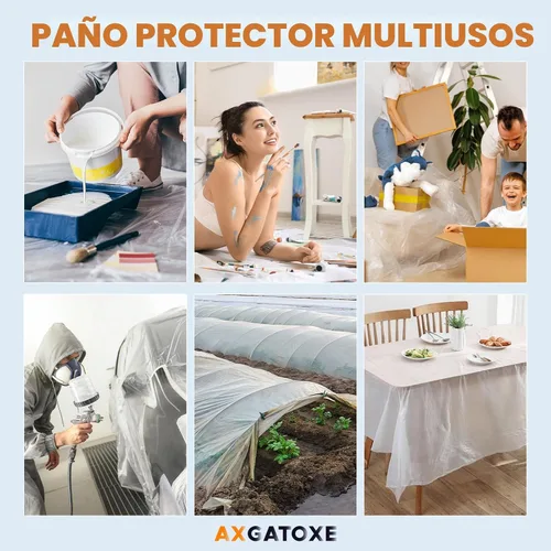 Vista 7 de Lonas de plástico de 12 x 9 pies - 1 Mil (paquete de 1) - Láminas y lonas desechables para pintor para pintar, protección impermeable