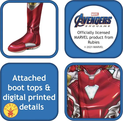 Vista 4 de Rubies Marvel Avengers Endgame - Disfraz y máscara de Iron Man para niños talla S color rojo