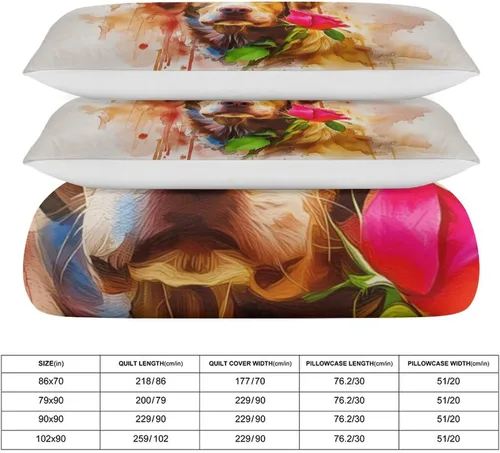Vista 2 de Acuarela Goldendoodle - Juego de edredón ligero y ultra suave, 3 piezas (1 funda de edredón, 2 fundas de almohada) con cierre de cremallera