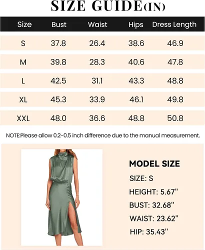 Vista 6 de PRETTYGARDEN Womens 2023 Summer Mock Neck Sleeveless Elastic Waist Slit Midi