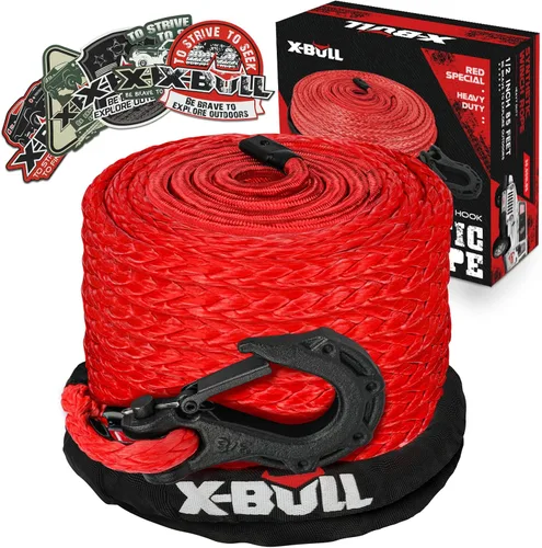 Vista 8 de X-BULL Cuerda de cabrestante sintética – Kit de cable -1/2" x 85 pies, 32000 libras línea de cabrestante con funda protectora, gancho de cabrestante
