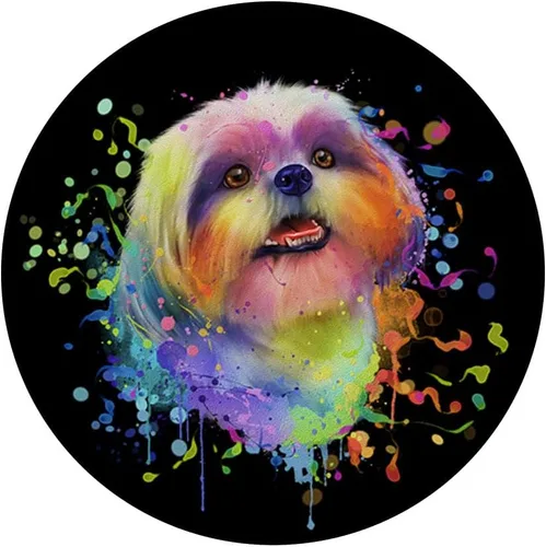 Vista 3 de Colorful Splash Art Shih Tzu Retrato Shitzu cachorro propietario PopSockets intercambiable PopGrip