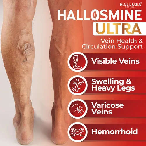 Vista 2 de Hallusa Natural Hallosmine Ultra Diosmin 500mg y Hesperidina 150mg – Piernas pesadas, hinchazón y vena – Suplementos para la circulación sanguínea
