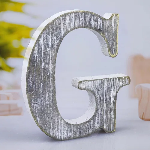 Vista 15 de Letras de madera rústica sin terminar de 8 pulgadas para decoración de pared, letras decorativas de pie en rodajas, decoración de tablero