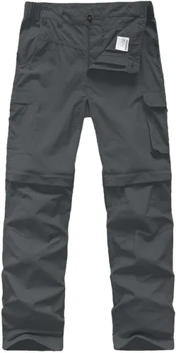 Vista 13 de Pantalones para niños, para senderismo, carga, safari, de secado rápido Verde militar