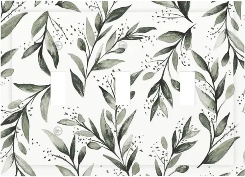 Vista 102 de Placa de Pared en Blanco de 1-Gang Sin Dispositivo Beige Lindo Vintage Boho de los 70s Hongo Fungus Planta Floral Botánica Libélula Interruptor
