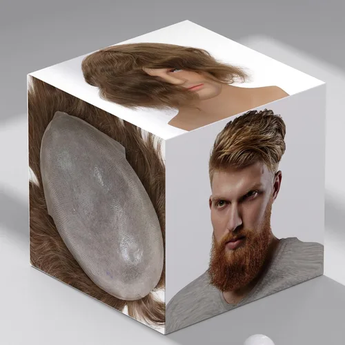 Vista 26 de toupee tupé para hombres 0.002 in ultra suave, transparente, piel fina, toda línea capilar natural con bucle en V para hombre, pelucas de sistemas