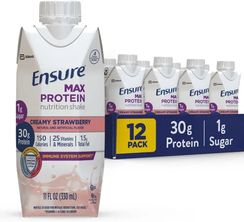 Vista 2 de Ensure Max Protein Nutrition - Batido de 11 onzas líquidas, 12 unidades & Max Protein Nutrition Shake, 11 onzas líquidas (paquete de 12) y batido