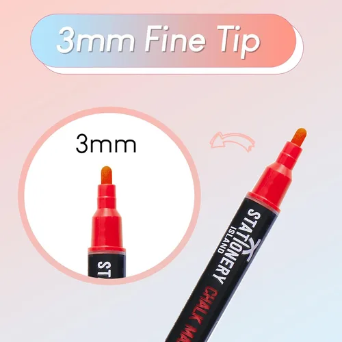 Vista 2 de STATIONERY ISLAND Bolígrafos de tiza para pizarra, marcadores de tiza líquida para pizarra y vidrio, bolígrafos de tiza limpiables para dibujo