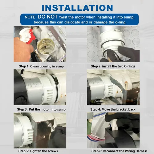 Vista 6 de 154844301 Kit de motor 154844301 Motor de bomba de circulación para lavavajillas con juntas tóricas para lavavajillas Frigidaire, reemplazo