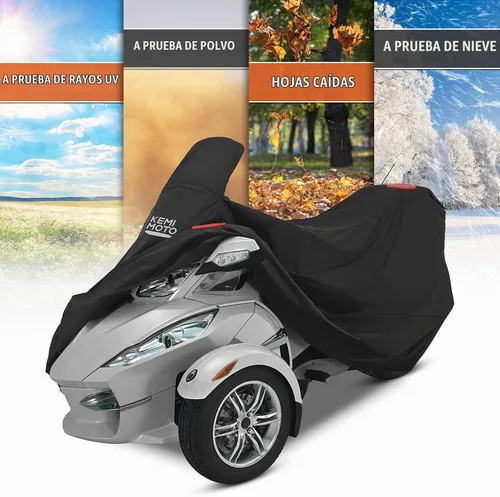 Vista 5 de KEMIMOTO Funda Completa Compatible con Can-Am Spyder RT/RT Limited 2010-2019 Funda con Tiras Reflectantes A Prueba de Polvo, Resistente al Agua