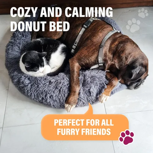 Vista 5 de Active Pets Cama Premium para Perros Pequeños en Forma de Dona, Se Adapta a Perros de Hasta 45 Libras, Funda Removible y Cojín Lavable, Felpa