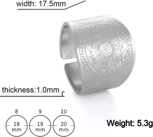 Vista 5 de Amaxer Anillo de siete arcángeles de acero inoxidable The Seal of Salomon tetragrammaton arcángeles, anillo de protección para hombres y mujeres