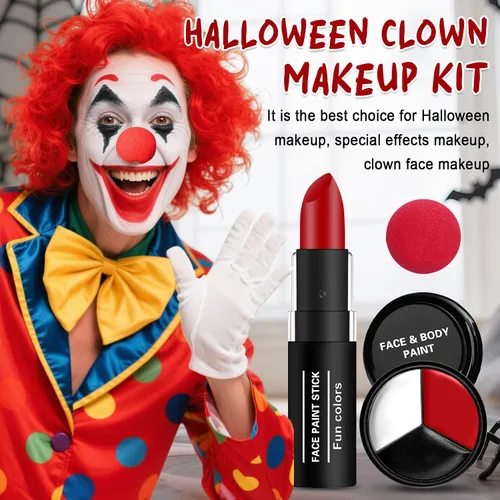 Vista 2 de IONSGAKO Kit de maquillaje de payaso Joker de Halloween, pintura corporal