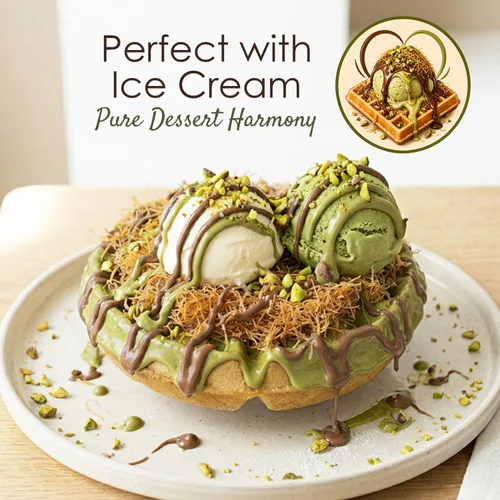 Vista 5 de Ceres Gourmet Kit de chocolate Dubai, Dubai Chocolate Waffle DIY Set que incluye 7 oz de crema de pistacho, 7 oz de avellana con cacao, 1.8 oz