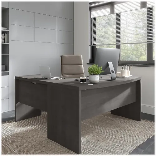 Vista 8 de Bush Business Furniture - Escritorio frontal con lazo con gestión de cables, mesa para computadora de oficina Echo Collection para oficina en casa