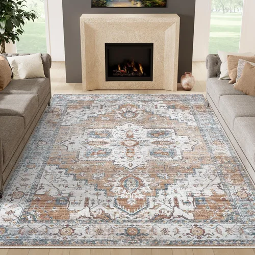 Vista 28 de jinchan Alfombra de área pequeña lavable floral vintage, alfombra de entrada simétrica de medio círculo de 2 x 3, alfombra de entrada suave de pelo