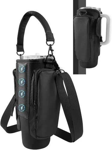 Vista 12 de Bolsa magnética de gimnasio para hombres y mujeres, soporte magnético para botella de agua para gimnasio, bolsa de gimnasio pequeña, regalos de Negro
