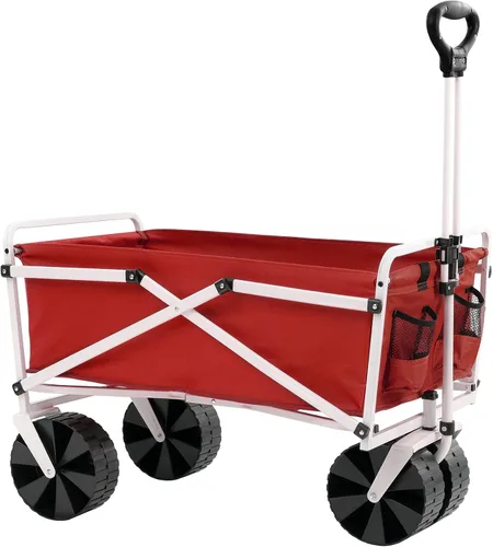Vista 2 de YSC Carro de playa plegable – Carrito plegable con ruedas – Cesta de la compra – Carro de transporte diario – Carrito grande al aire libre – Carrito