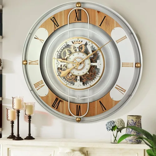 Vista 7 de ImprovingLife The Gears Clock - Reloj de pared con engranaje móvil real de 36 pulgadas, línea Suiza (negro, 36 pulgadas (35.4 in)