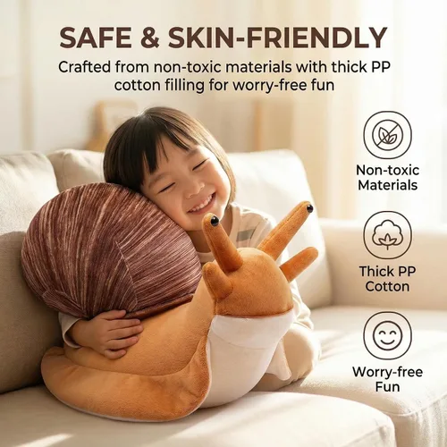 Vista 7 de Peluche de caracol – Juguete de peluche de caracol suave realista, 16 pulgadas, regalo realista para niños