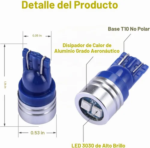 Vista 2 de iBrightstar Bombillas LED de cuña T10 W5W con chipsets 3030 extremadamente brillantes 168 175 194 2825 para luces de placa de matrícula, mapa Azul