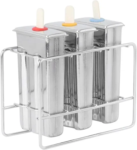 Vista 8 de 3Pcs Stainless Steel Ice Cream Mold, Household DIY Ice Lolly Mold Kitchen Tool Popsicles Mold with Cleaning Brush Kit for Kitchen