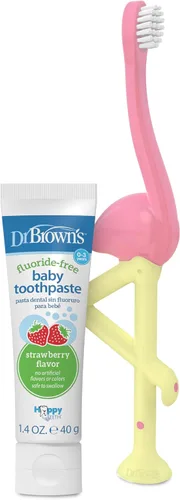 Vista 21 de Dr. Brown's Cepillo de dientes para niños pequeños, dinosaurio, verde, paquete de 1