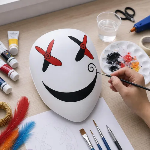 Vista 4 de 5 Packs Cosplay Mask, DIY White Mask for Halloween Cosplay