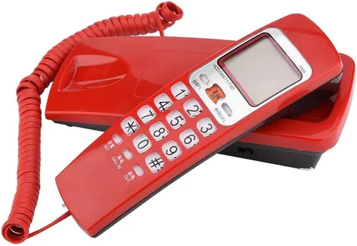 Vista 10 de DTMF Teléfono de Identificación de Llamadas, Teléfono con Cable Escritorio Put, Teléfono de Extensión de Moda Fija para el Hogar. (Rojo)